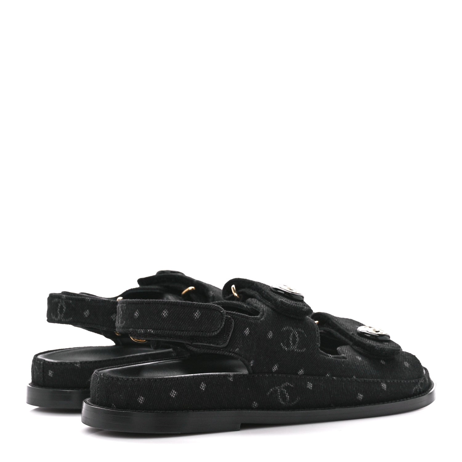Chanel Denim Printed Dad Sandals 38 Black 4 of 11