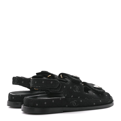 Chanel Denim Printed Dad Sandals 38 Black 4 of 11