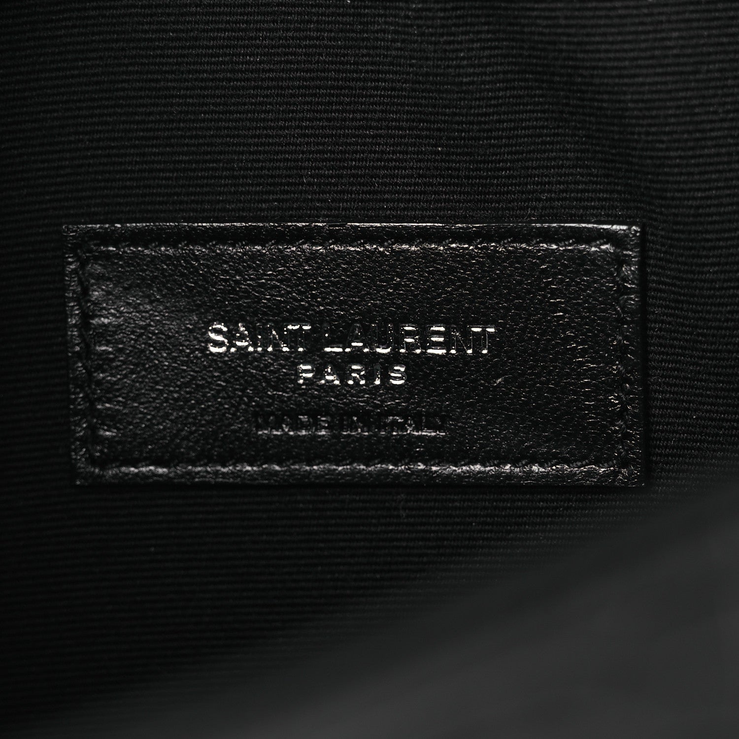 Saint Laurent Calfskin Crocodile Embossed Uptown Monogram Pouch Black 6 of 7