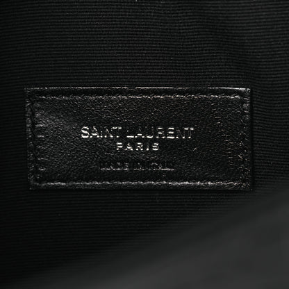 Saint Laurent Calfskin Crocodile Embossed Uptown Monogram Pouch Black 6 of 7