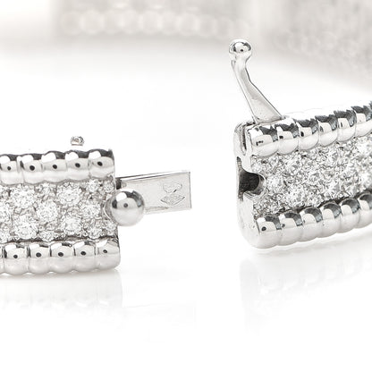 Van Cleef & Arpels 18K White Gold Diamond Perlee 3-Row Bangle Bracelet M 5 of 6