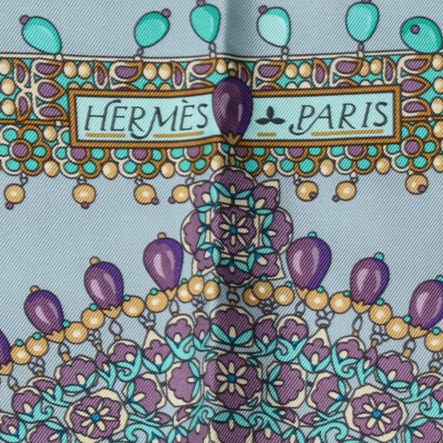 Hermes Silk Parures Des Maharajas Scarf 90 Gris Bleuete Violet Parme 5 of 8