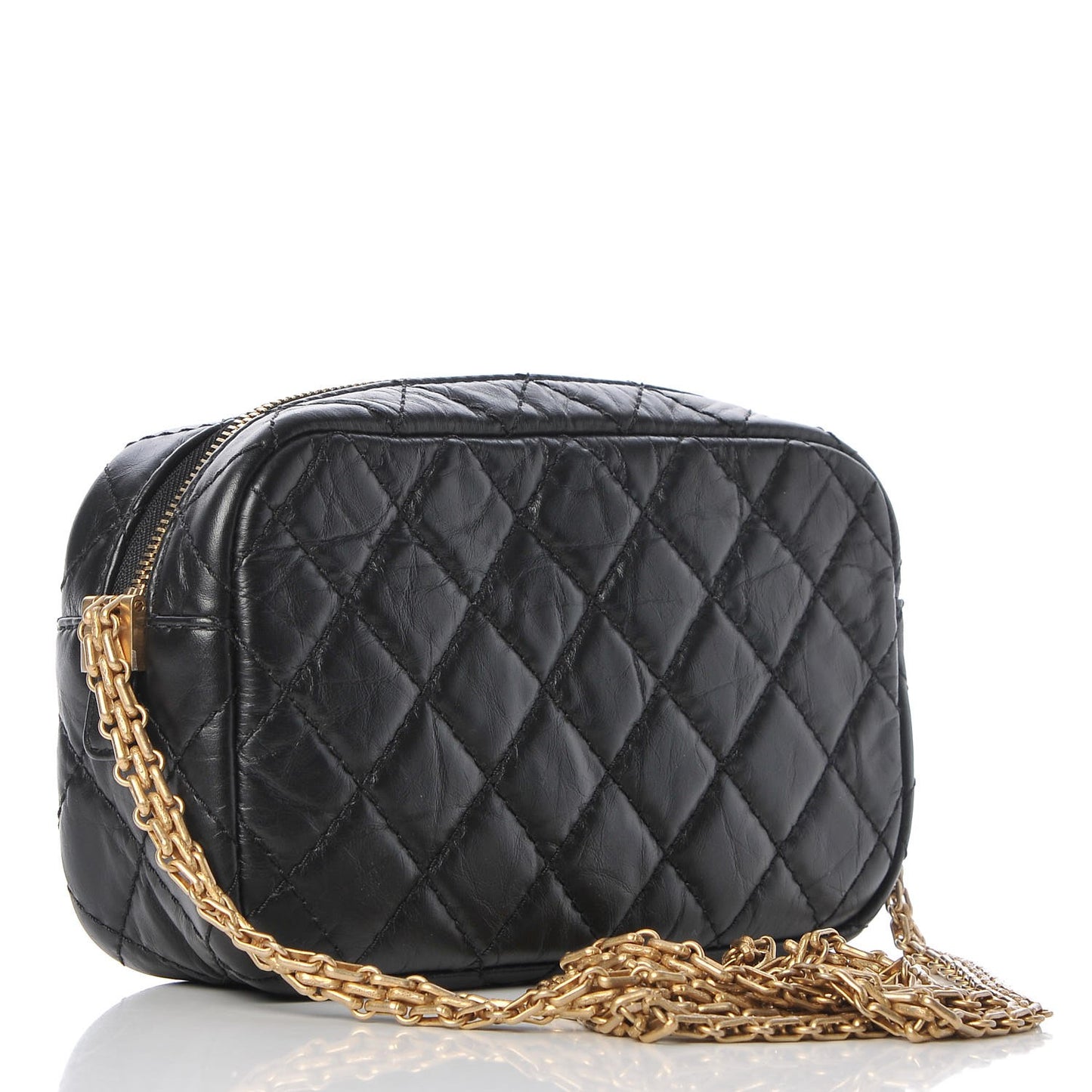 Aged Calfskin Quilted Mini Lucky Charm Reissue Camera Case Black