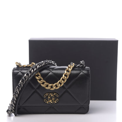 Chanel Lambskin Quilted 19 Wallet On Chain WOC Black 13 of 13
