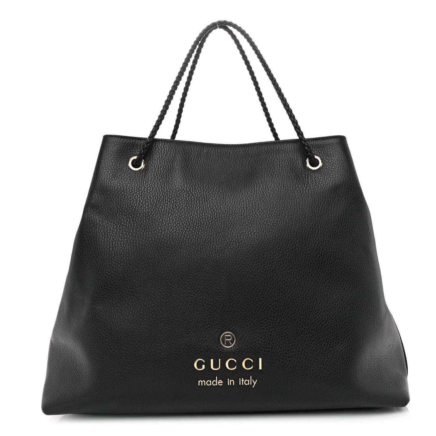 Calfskin Large Gifford Braided Handle Tote Black