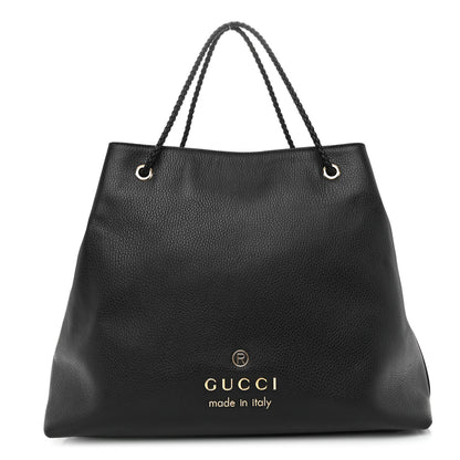Gucci Calfskin Large Gifford Braided Handle Tote Black 1 of 9