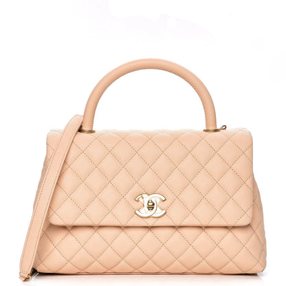 Chanel Caviar Quilted Small Coco Handle Flap Light Beige 1 of 13