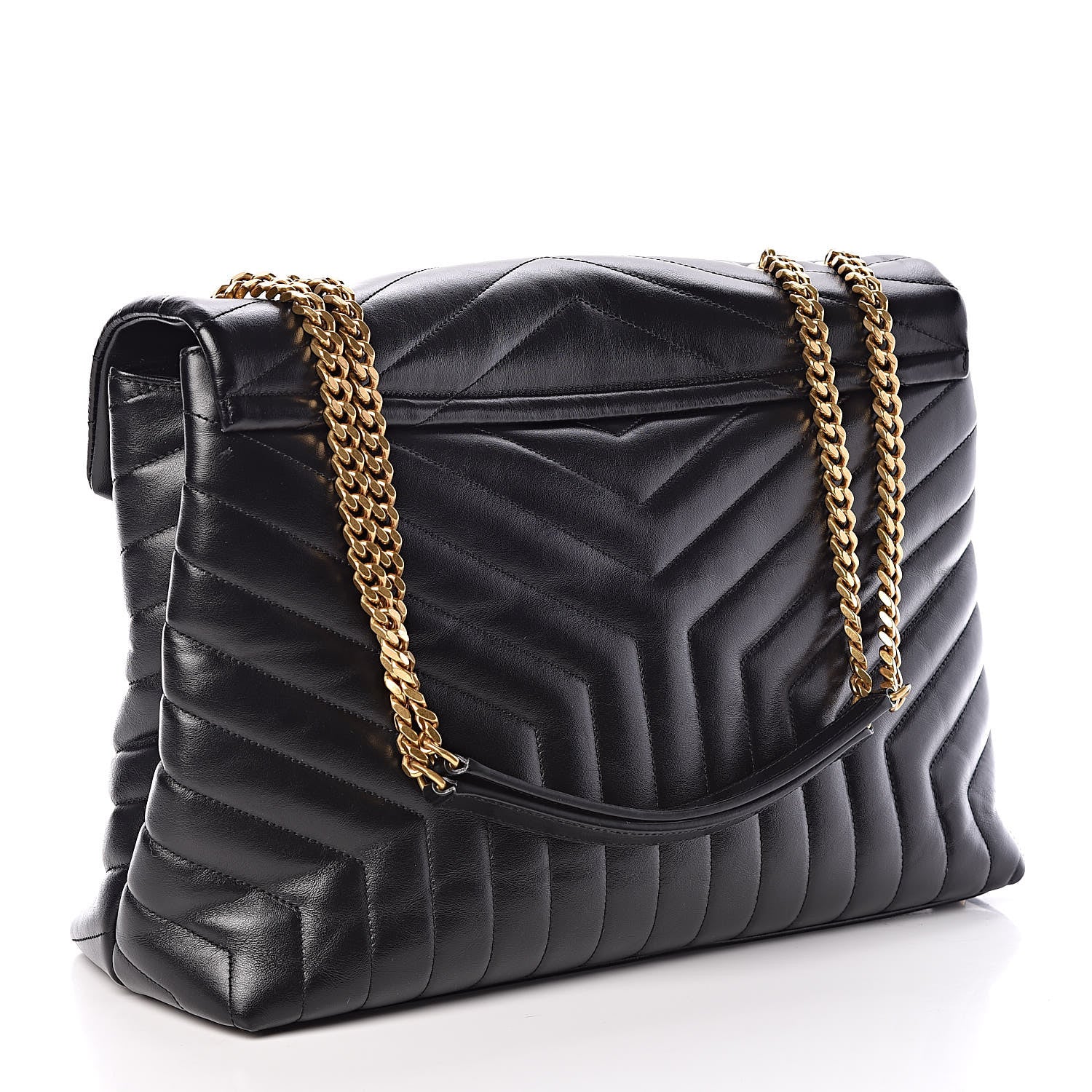 Saint Laurent Calfskin Y Quilted Monogram Large Loulou Chain Satchel Black 3 of 8