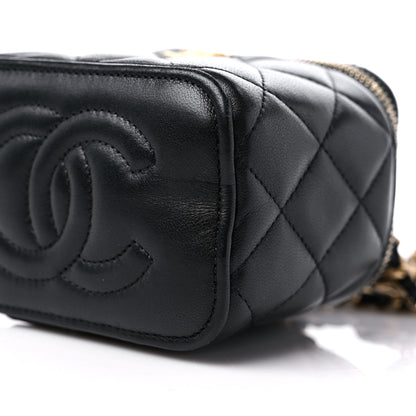 Chanel Lambskin Quilted Metal Mini Top Handle Vanity Case With Chain Black 10 of 11