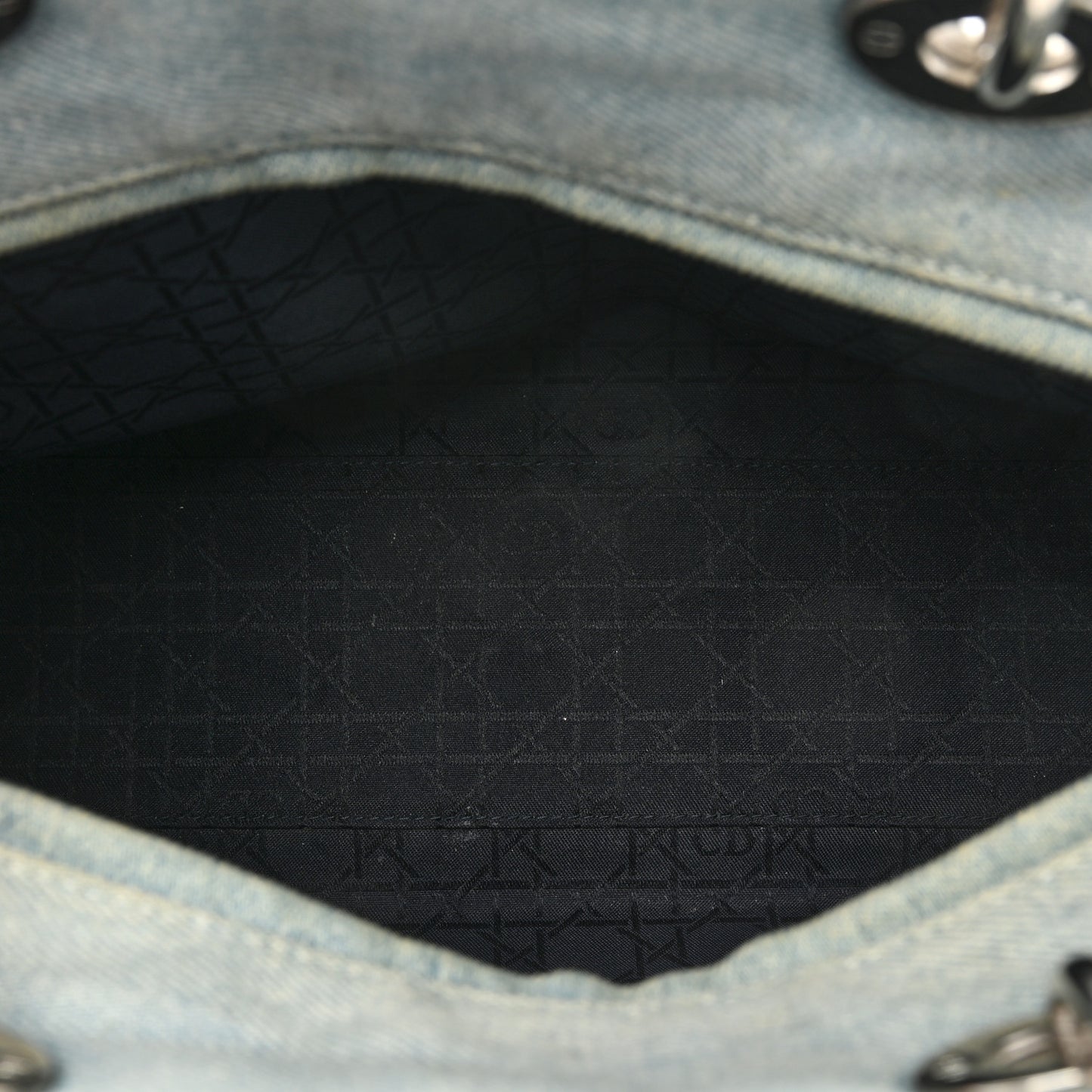 Denim Cannage Large Lady Dior Light Blue