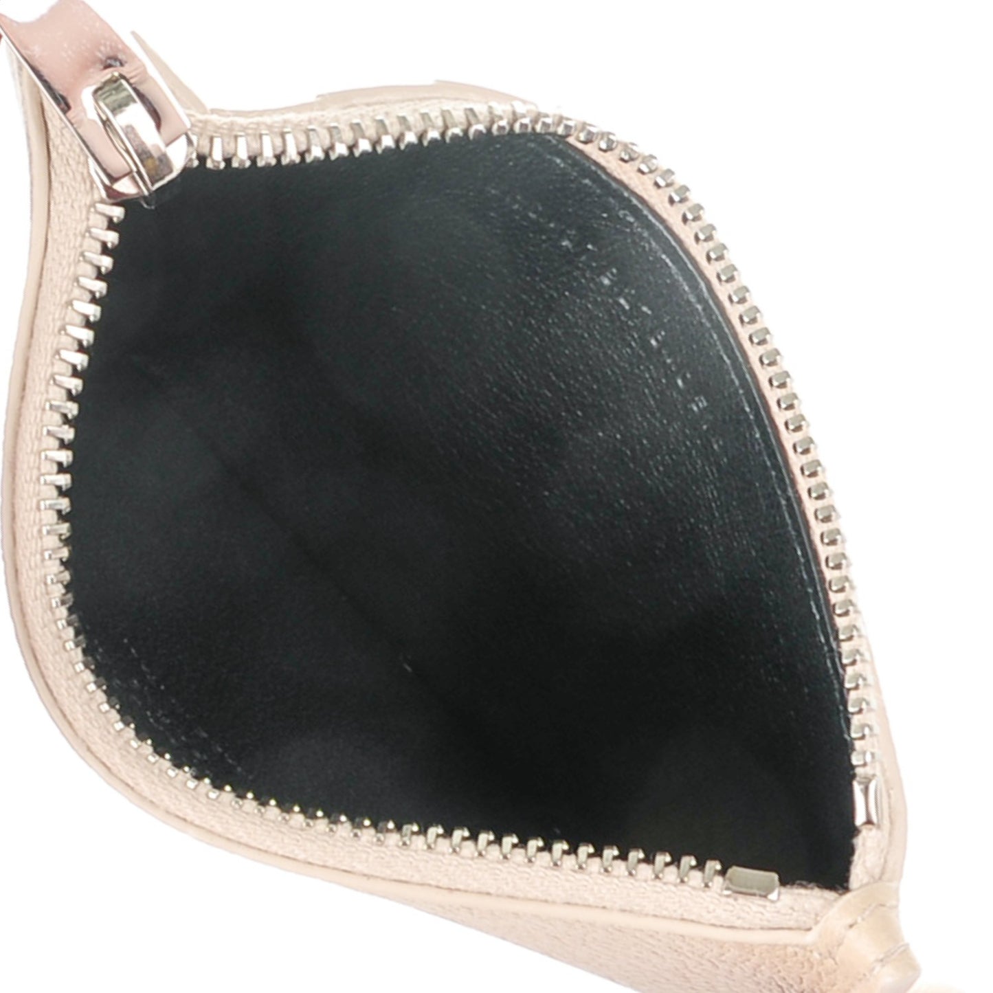 Grained Calfskin 5 Fragments Zip Pouch Card Holder Nude Powder