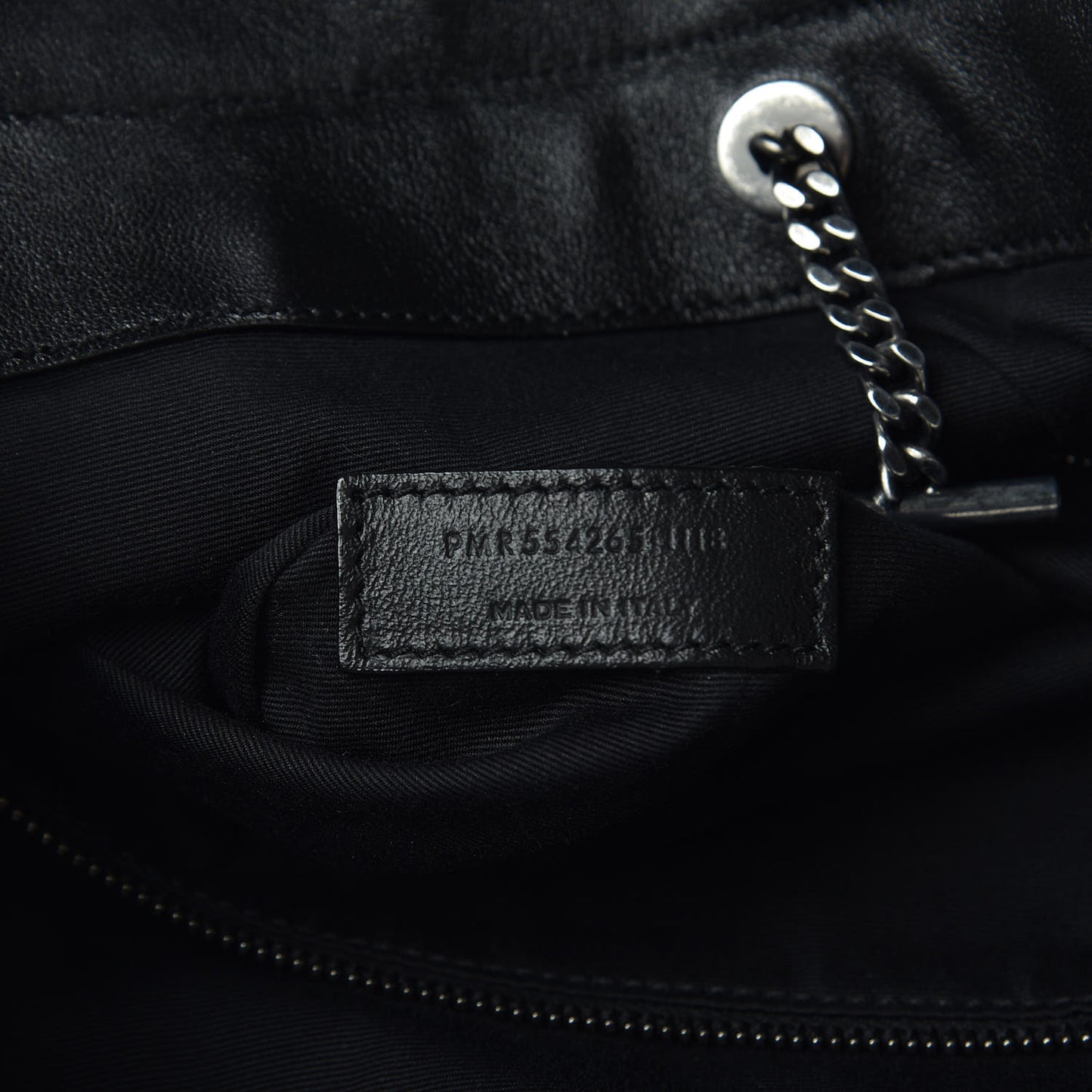 Pebbled Lambskin Chevron Monogram Large Nolita Black