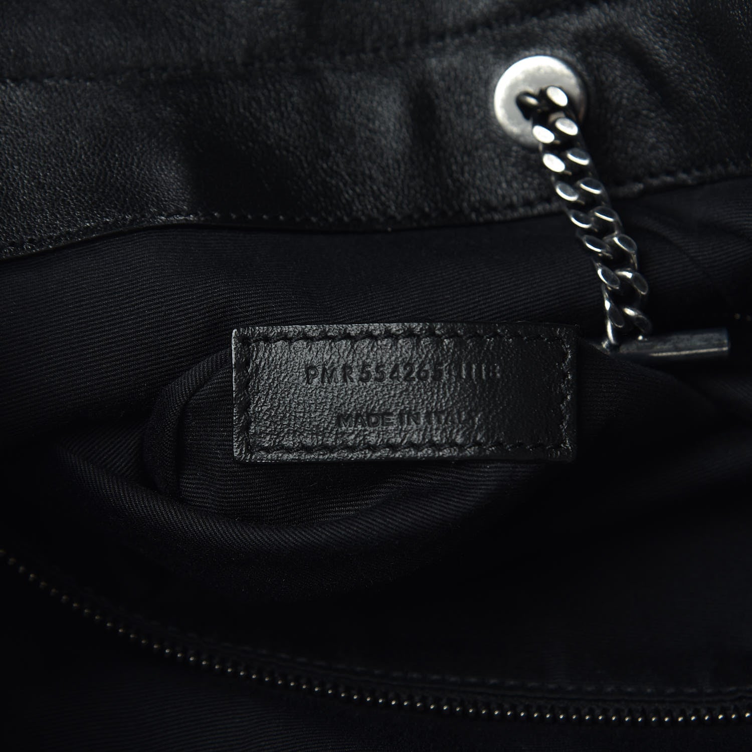 Saint Laurent Pebbled Lambskin Chevron Monogram Large Nolita Black 6 of 9