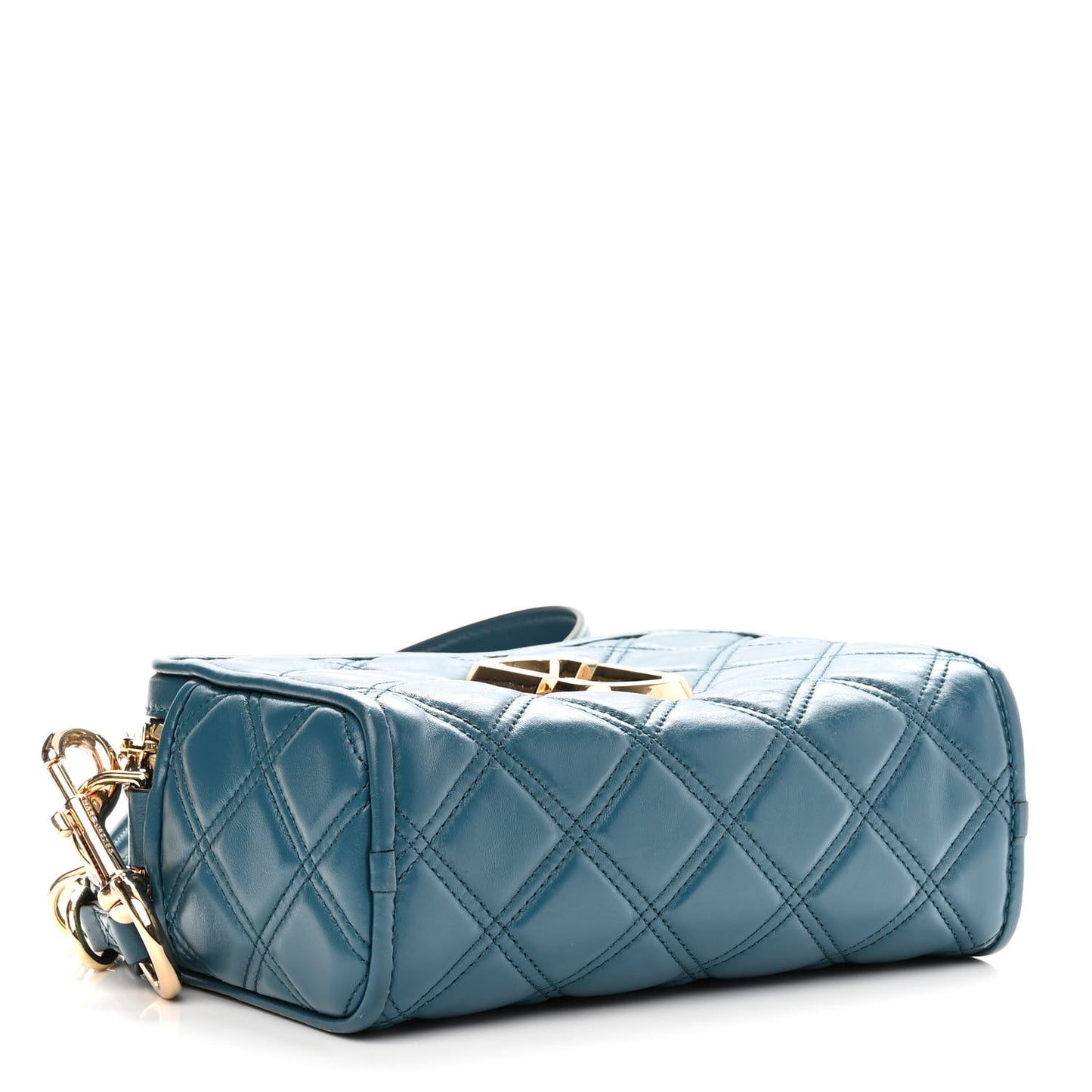 Natural Grain Calfskin Quilted The Softshot 21 Bag Blue