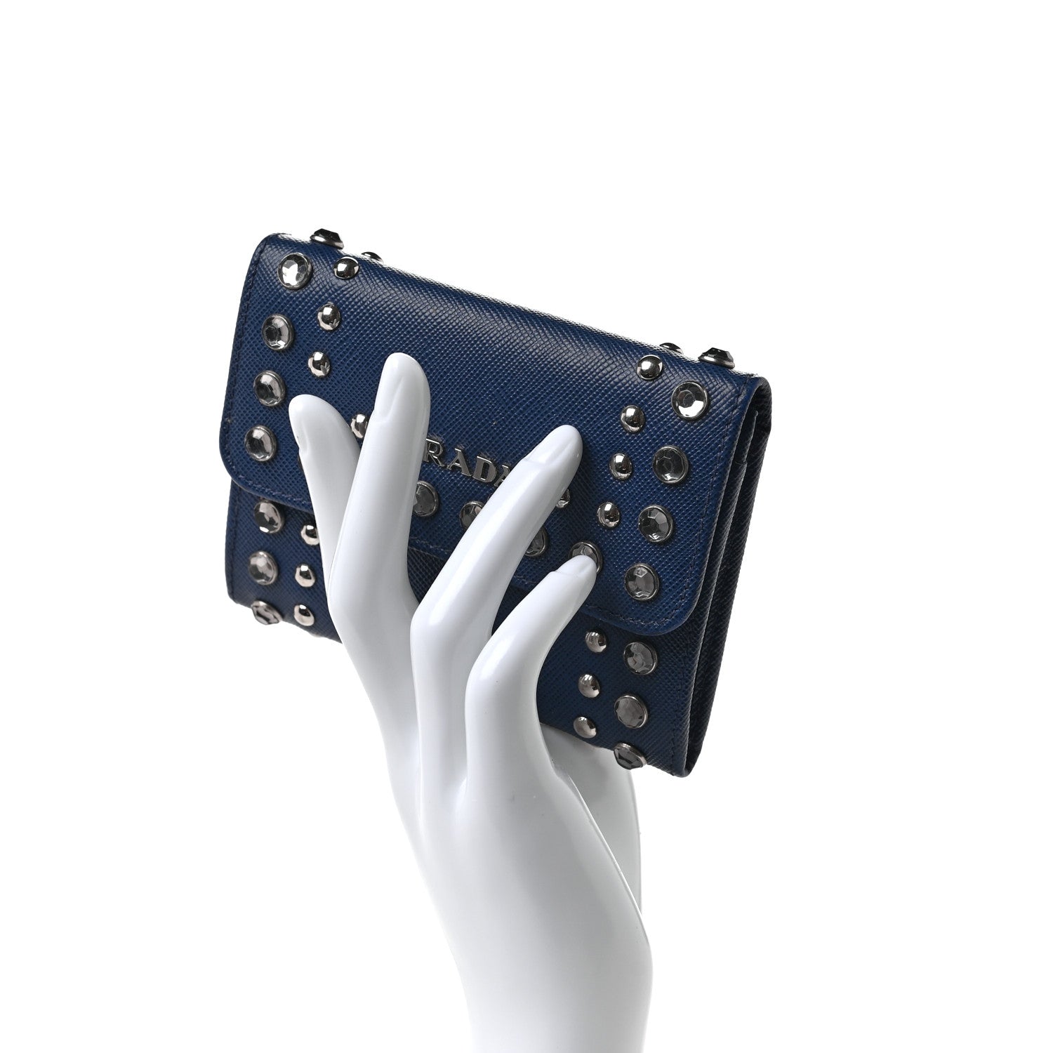 Prada Saffiano Crystal Card Holder 2 of 9