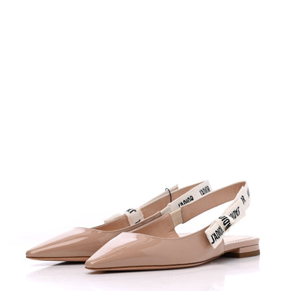 Christian Dior Patent Ribbon J'Adior Slingback Ballet Flats 35.5 Nude 3 of 11