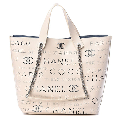 Chanel Calfskin Eyelet Large Shopping Tote Ivory 1 of 10