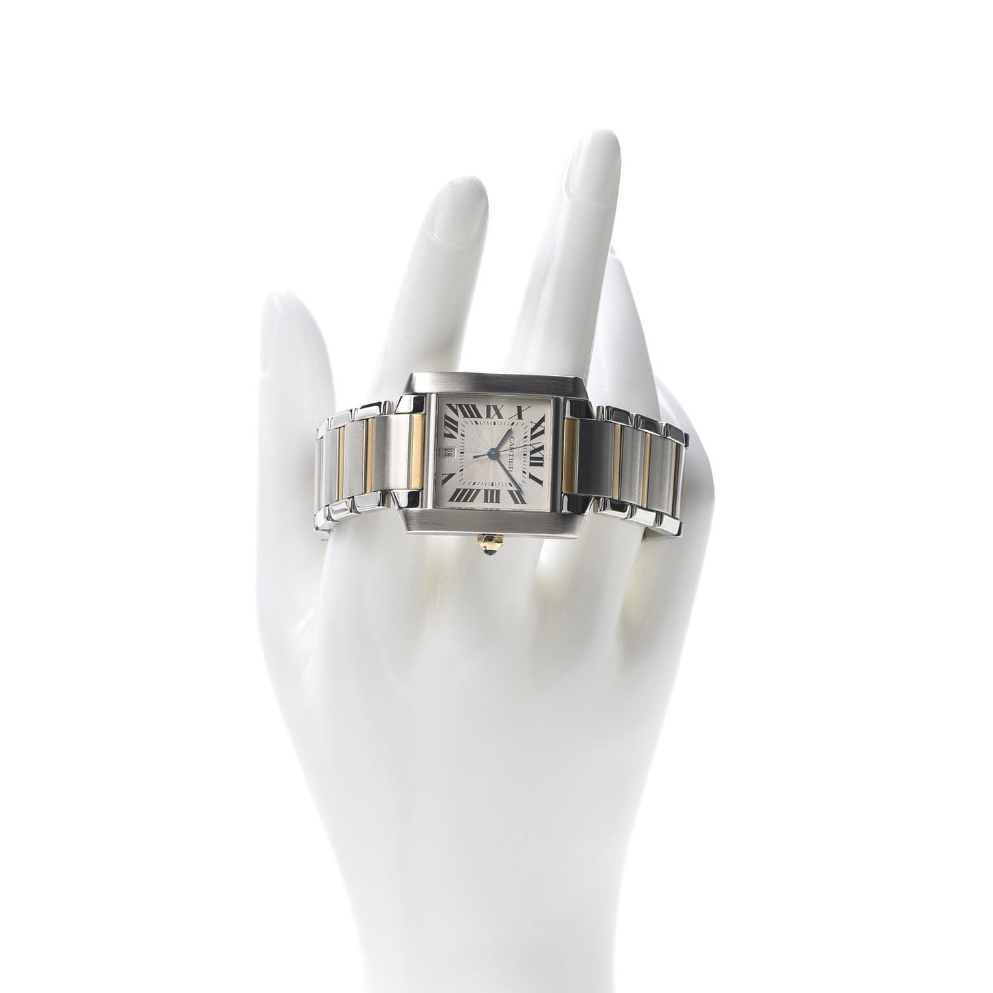Stainless Steel 18K Yellow Gold 28mm Tank Francaise Automatic Watch