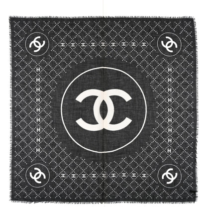 Chanel Cashmere Quilted CC Logo Scarf Black 1 of 3