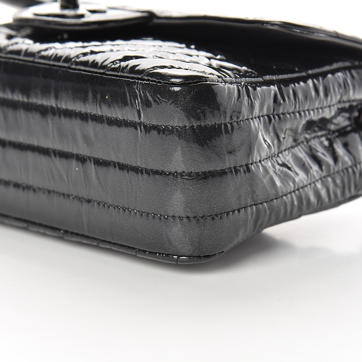 Chanel Patent Metallic Crumpled Calfskin Chevron Quilted Mini Rectangular Flap So Black 10 of 14