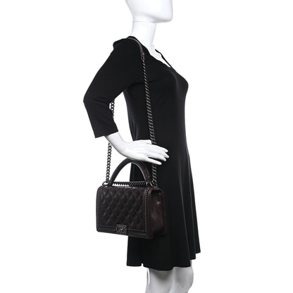 Chanel Goatskin Quilted New Medium Boy Handle Flap Burgundy 2 of 10
