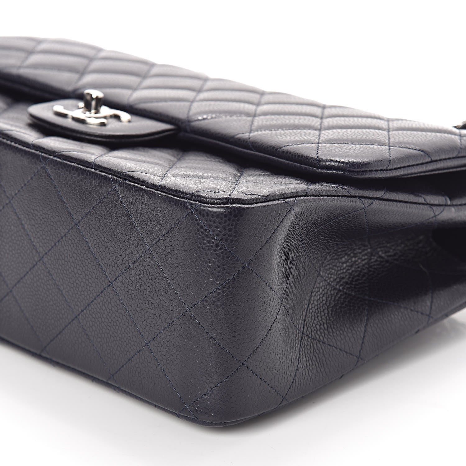 Chanel Caviar Quilted Jumbo Double Flap Navy Blue 9 of 10