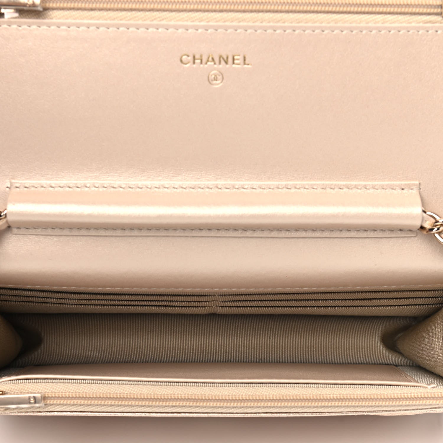 Chanel Metallic Lambskin Quilted Wallet On Chain WOC Gold 4 of 5