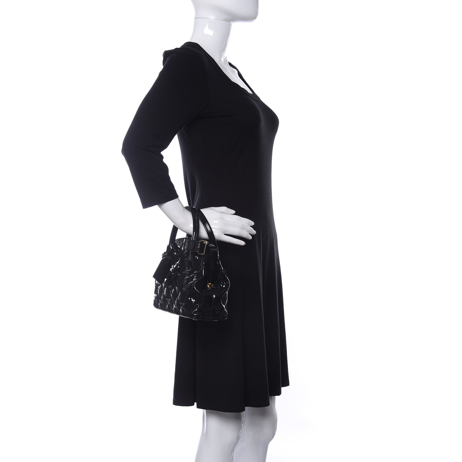 Louis Vuitton Patent Lambskin Fascination Lockit BB Frame Black 2 of 9