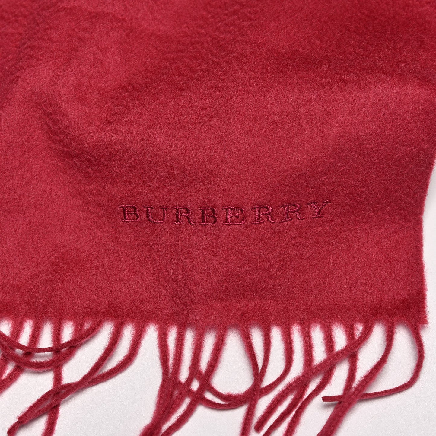 Cashmere Embroidered Fringe Scarf Fuchsia