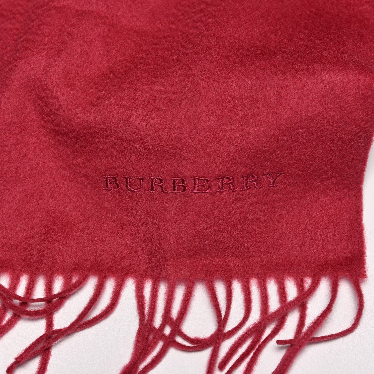 Burberry Cashmere Embroidered Fringe Scarf Fuchsia 5 of 5