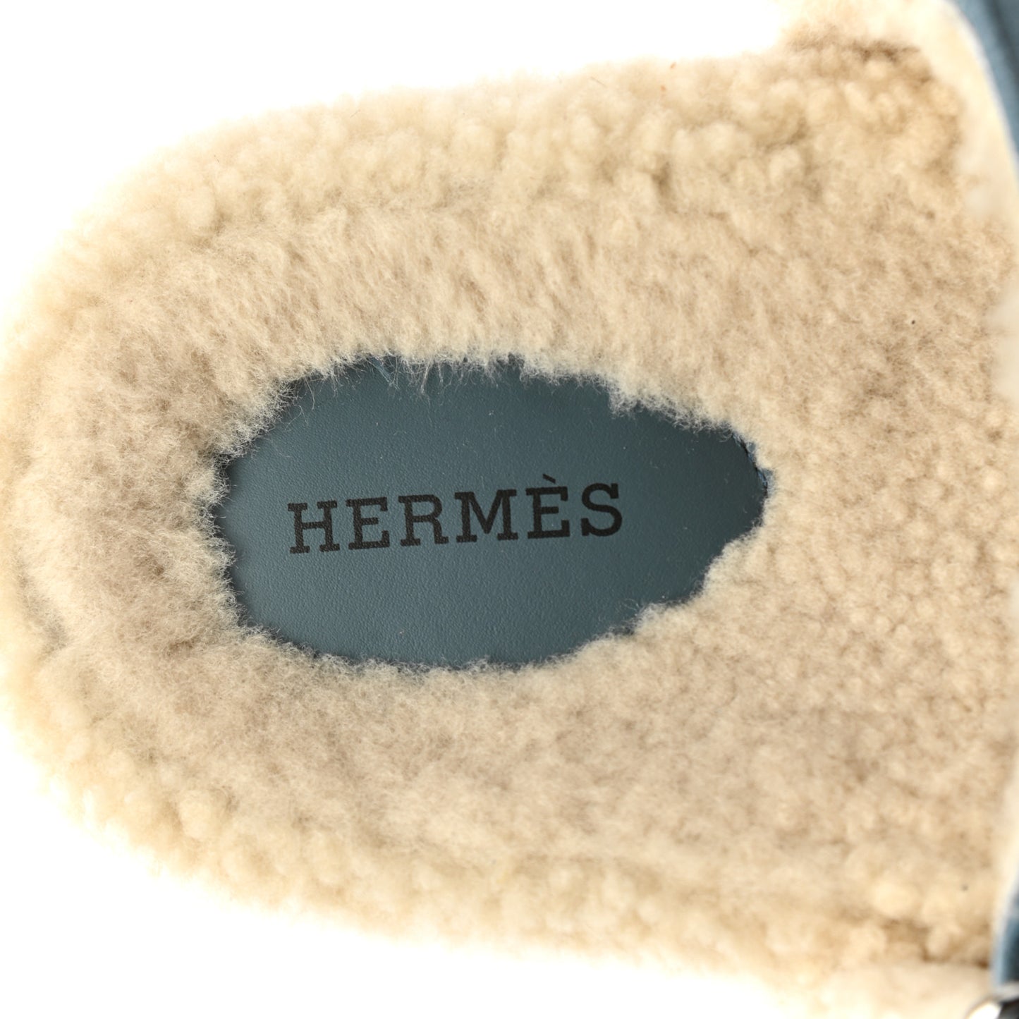 Suede Goatskin Woolskin Womens Chypre Sandals 40.5 Bleu Pinede Ecru