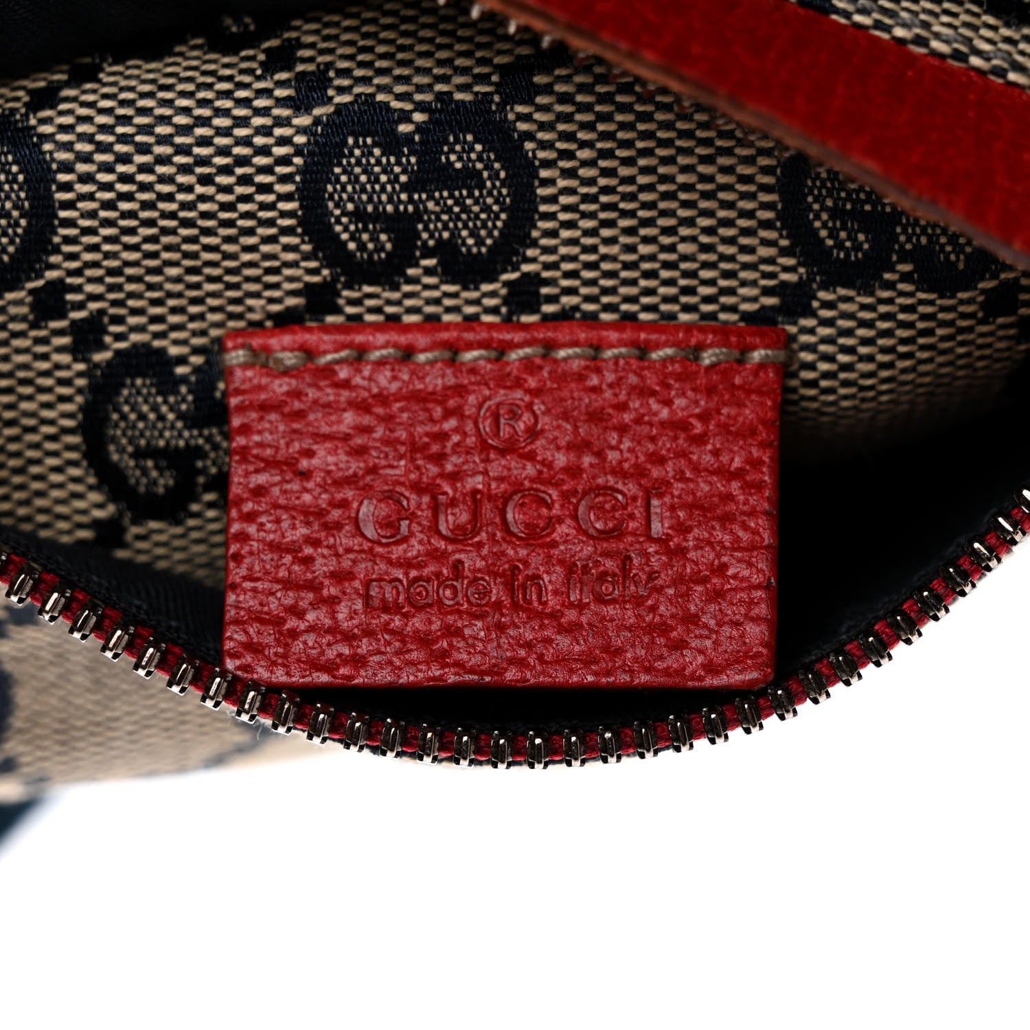 Gucci GG Monogram Web Double Pocket Belt Bag Navy Red 5 of 9