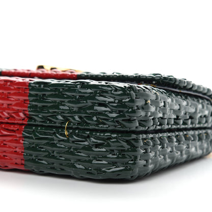 Gucci Glazed Wicker Stripe Small Cestino Shoulder Bag Green 9 of 9