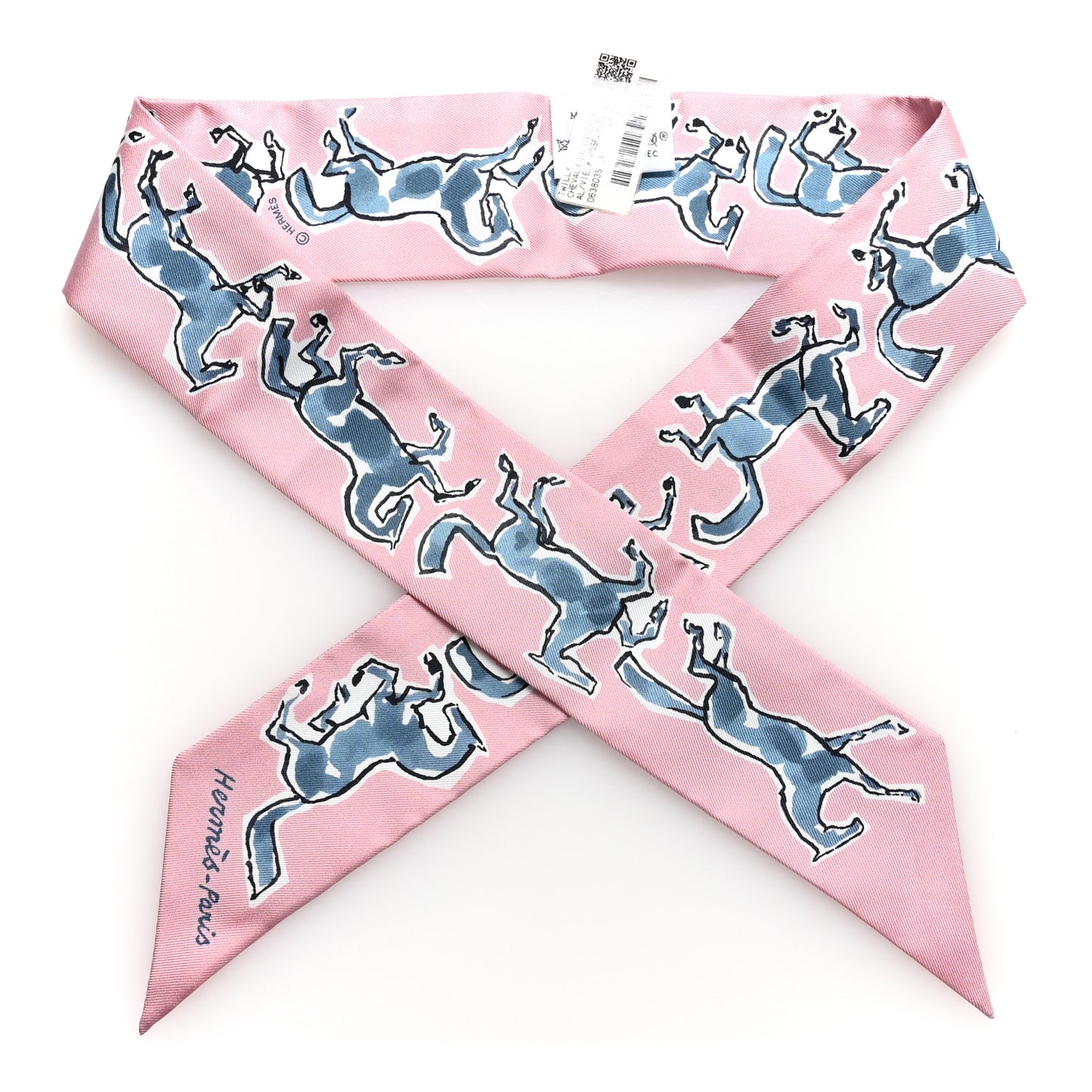 Silk Chevaux en Liberte Twilly Vieux Rose Bleu