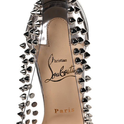 Christian Louboutin PVC Metallic Gloss Spike Me 100 Pumps 38 Silver 7 of 10