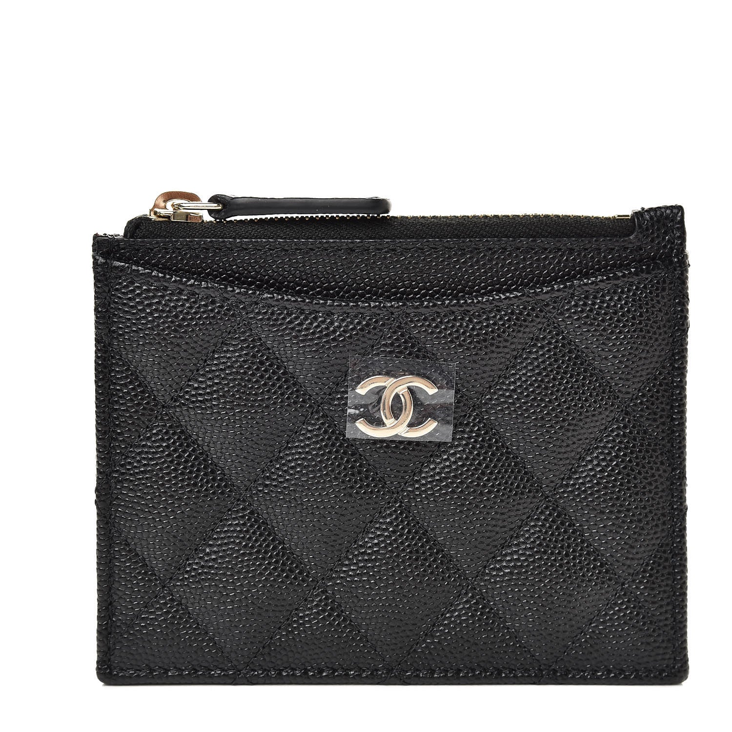 Chanel Caviar Quilted CC Zip Card Holder Black 1 of 8