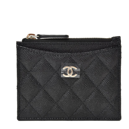 Chanel Caviar Quilted CC Zip Card Holder Black 1 of 8