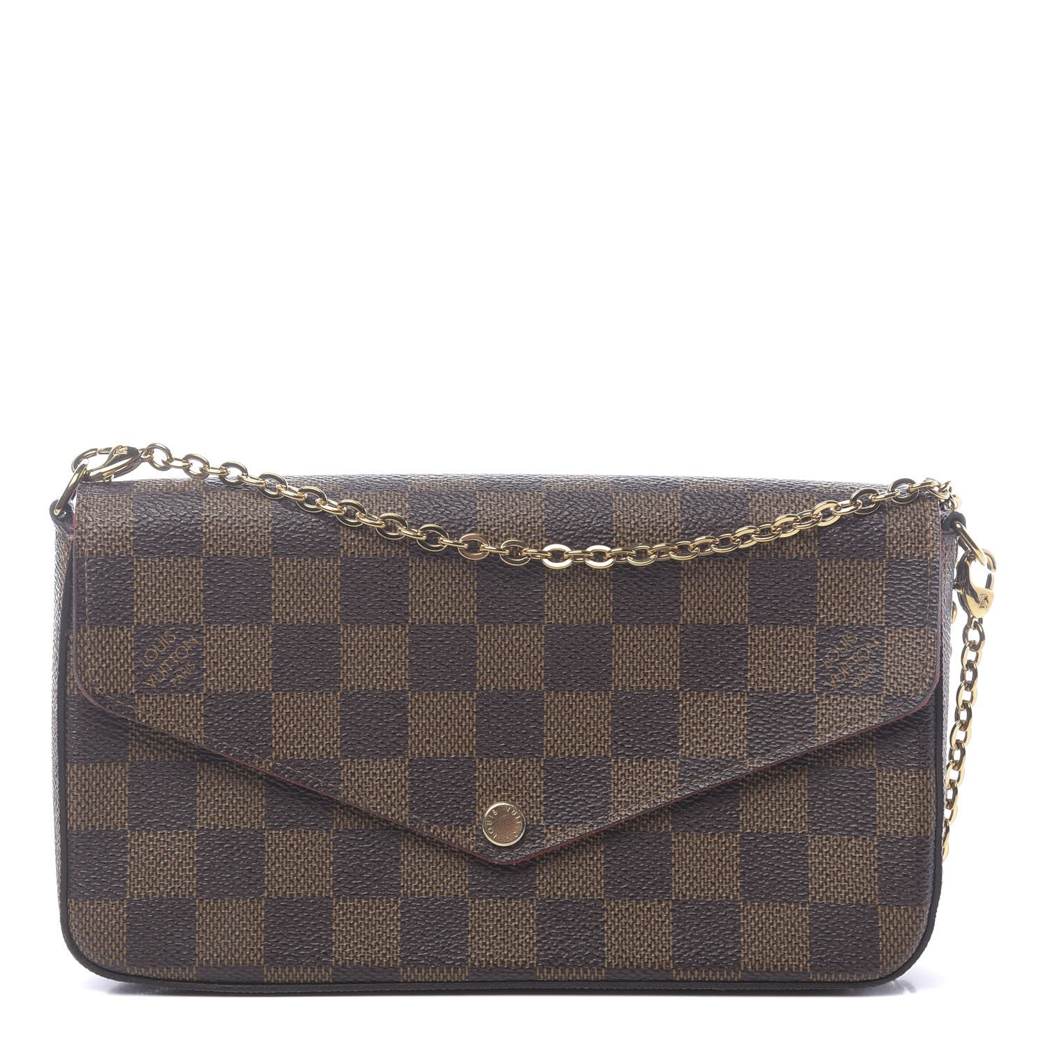 Louis Vuitton Damier Ebene Pochette Felicie Chain Wallet 1 of 13