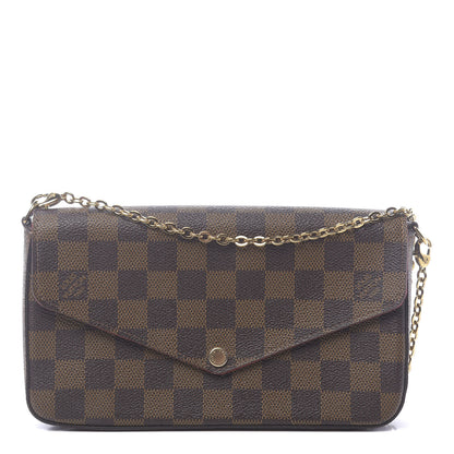Louis Vuitton Damier Ebene Pochette Felicie Chain Wallet 1 of 13