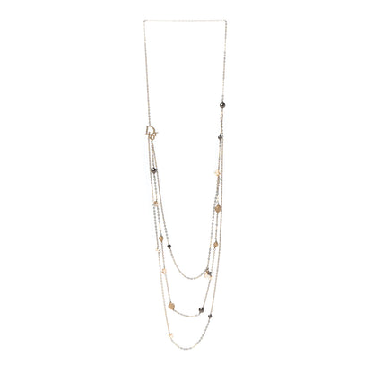 Christian Dior Metal Crystal Multi Strand Necklace Gold 3 of 4