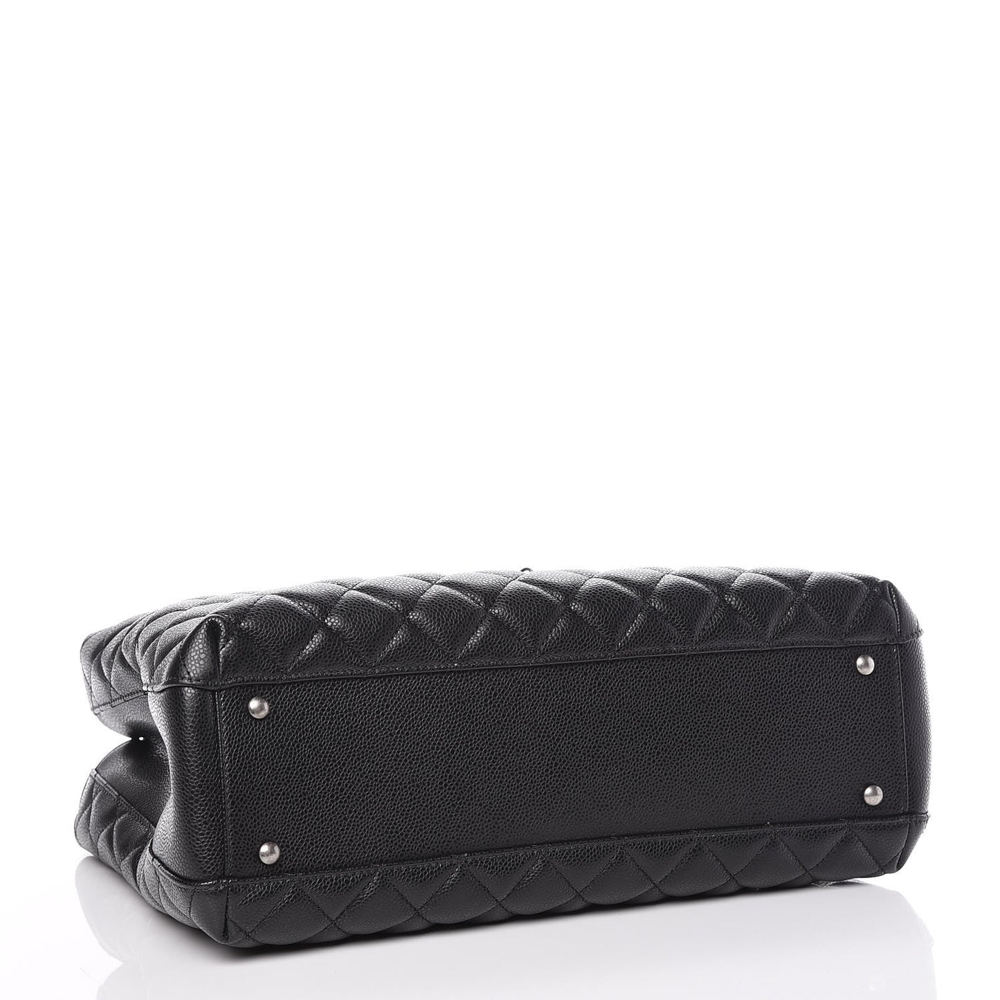 Caviar Quilted City Shopping Tote Black