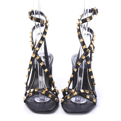 Valentino Garavani Nappa Rockstud Flair Ankle Wrap 80mm Sandals 37 Black 2 of 9
