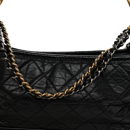 Chanel Aged Calfskin Quilted Small Gabrielle Logo Hobo Black 8 of 10