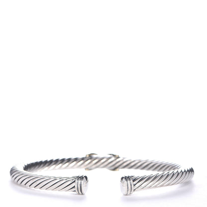 David Yurman Sterling Silver 14K Yellow Gold 5mm X Station Cable Bracelet 2 of 3