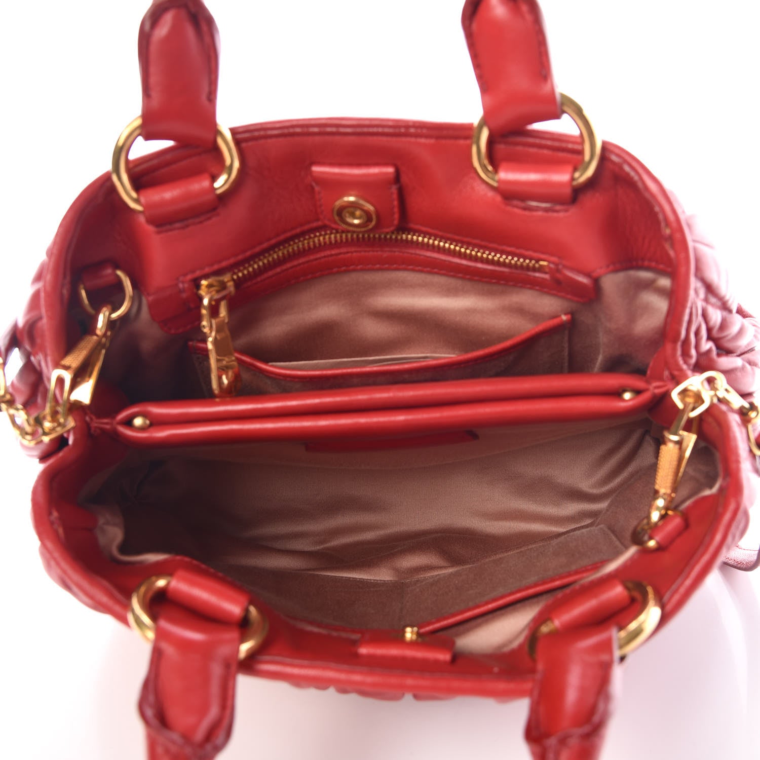 Miu Miu Nappa Matelasse Bauletto Top Handle Bowler Rosso 6 of 10