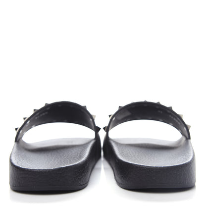 Valentino Garavani Rubber Rockstud Slide Sandals 38 Black 7 of 10