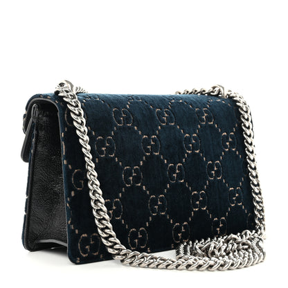 Gucci Velvet Skipper Crystal GG Monogram Small Dionysus Shoulder Bag Blue Beige Black 3 of 12