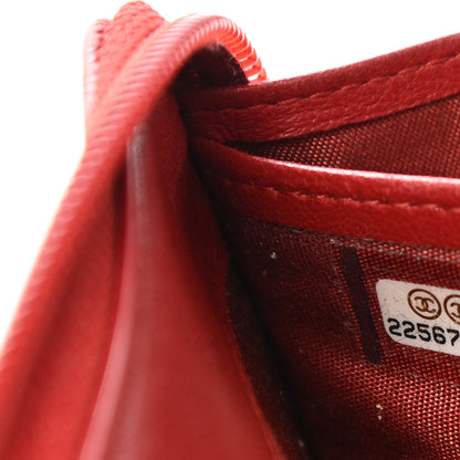 Chanel Caviar Quilted Large Boy Zip Around Wallet Red 8 of 13