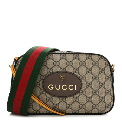 Gucci GG Supreme Monogram Web Neo Vintage Shoulder Bag Beige New Acero Crop 1 of 11