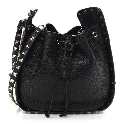 Valentino Garavani Grained Calfskin Rockstud Bucket Bag Black 1 of 9